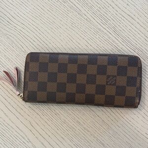 Louis Vuitton Brown Damier Ebene Zip-Around Wallet with Gold Hardware